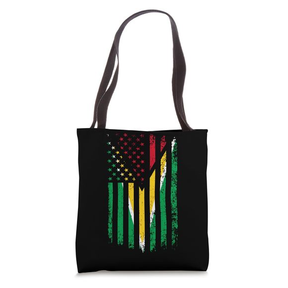 Guyanese American Flag Co-Operative Republic Of Guyana Roots Tote Bag :] - Picture 1 of 4